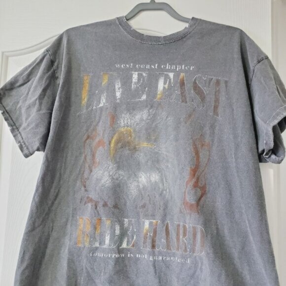 Pacsun L.A. Vintage Style 90s Grunge Distressed East Coast Biker Style Tee L - Picture 4 of 8